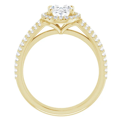 Oval Yellow Gold Halo Style Engagement Ring