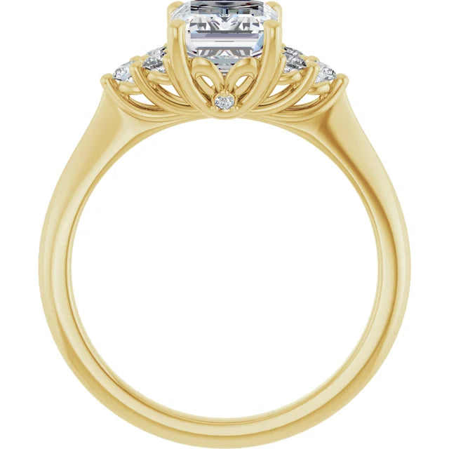 Emerald Yellow Gold Antique Inspired Design Engagement Ring
