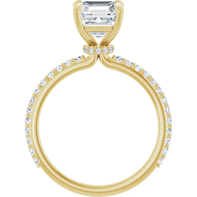 Asscher Yellow Gold Claw Set Style Engagement Ring 