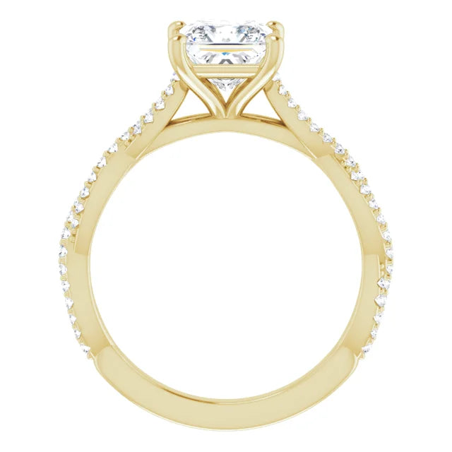 Princess Yellow Gold Twist Style Engagement Ring