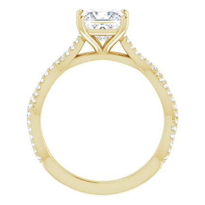 Princess Yellow Gold Twist Style Engagement Ring