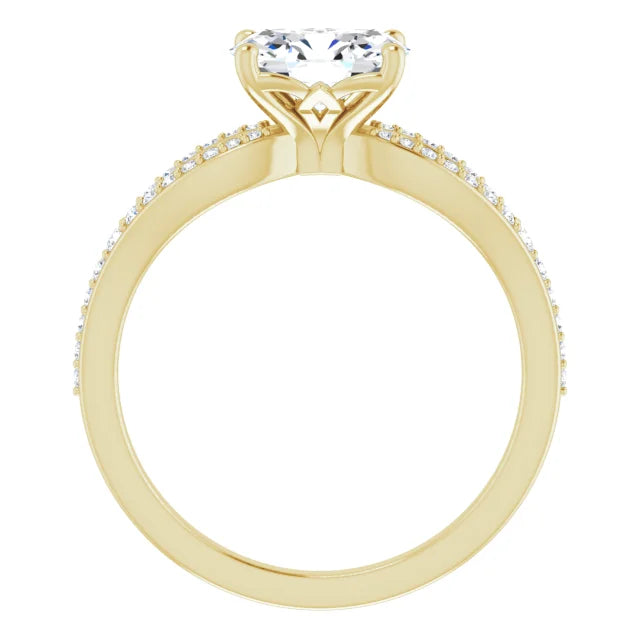Oval Yellow Gold East West Style Engagement Ring