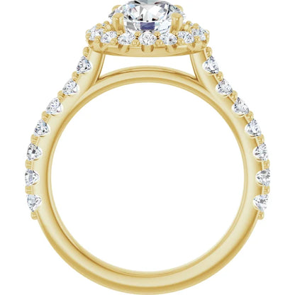 Round Brilliant Halo Yellow Gold Style Engagement Ring