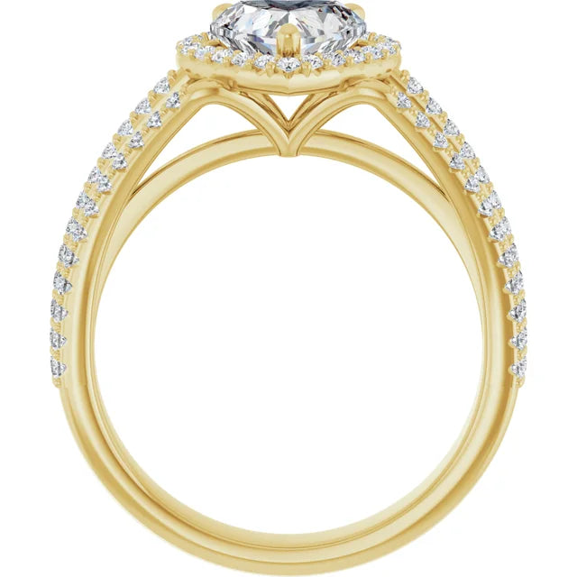 Heart Yellow Gold Halo Style Engagement Ring