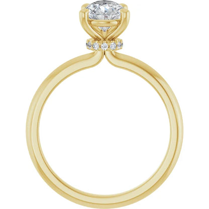 Pear Cut Yellow Gold Low Hidden Halo Solitaire Engagement Ring