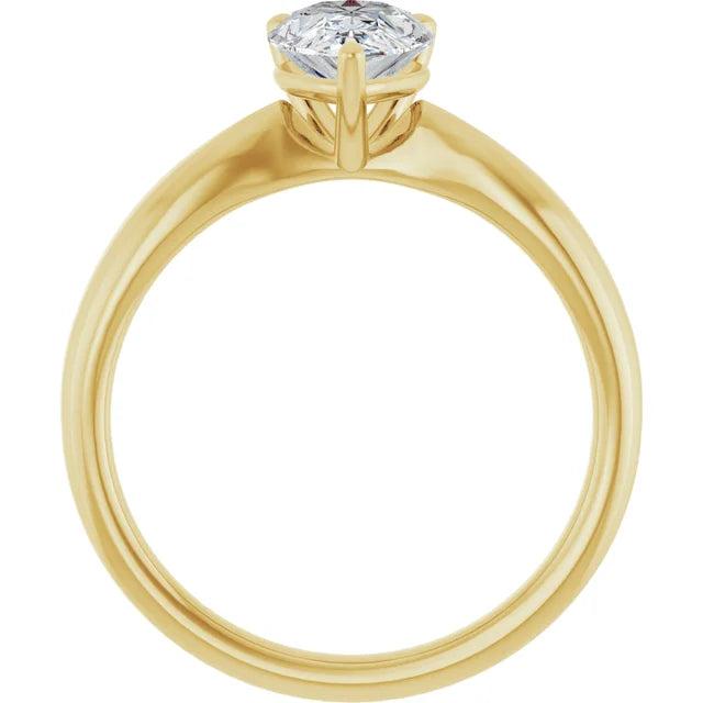 Pear Yellow Gold Knife Edge Solitaire Engagement Ring