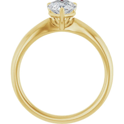 Pear Yellow Gold Knife Edge Solitaire Engagement Ring