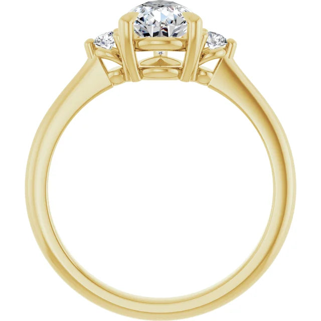 Oval Yellow Gold Accent Engagement Ring