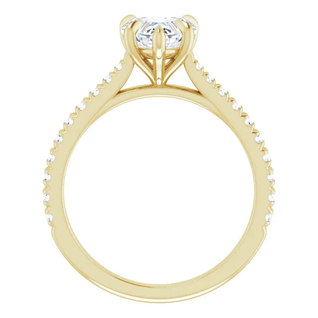 Heart Yellow Gold Claw Set Style Engagement Ring