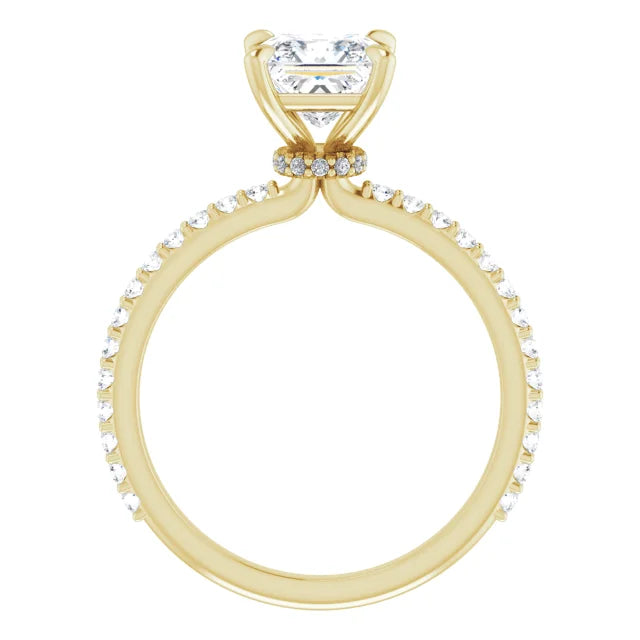 Princess Yellow Gold Claw Set Style Engagement Ring 