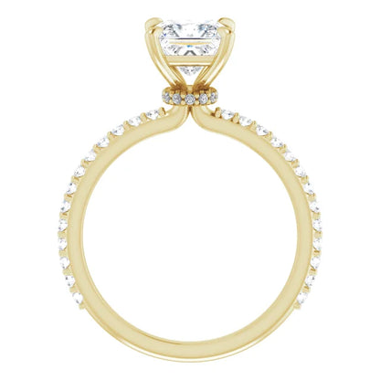 Princess Yellow Gold Claw Set Style Engagement Ring 
