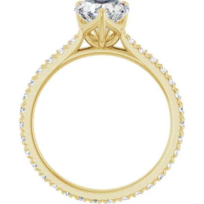 Heart Yellow Gold Claw Set Eternity Style Engagement Ring