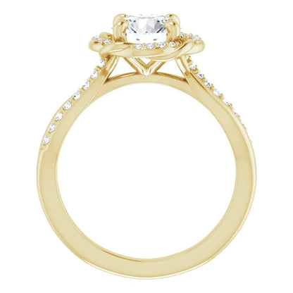 Round Brilliant Yellow Gold Antique Inspired Design Engagement Ring