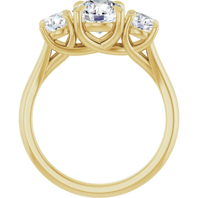 Round Brilliant Yellow Gold Accent Engagement Ring