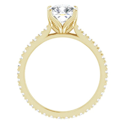 Cushion Yellow Gold Claw Set Eternity Style Engagement Ring