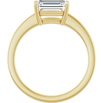 Emerald Yellow Gold East West Solitaire Style Engagement Ring