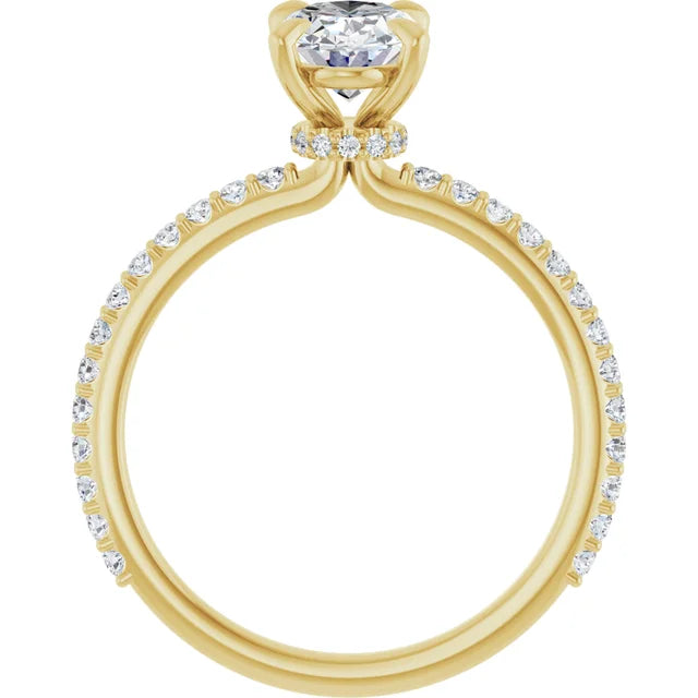 Oval Yellow Gold Claw Set Style Engagement Ring 
