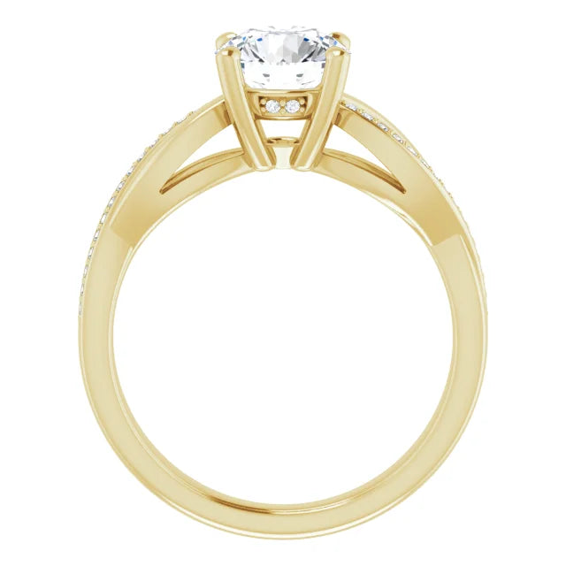 Round Brilliant Yellow Gold Claw Set Twist Style Engagement Ring 