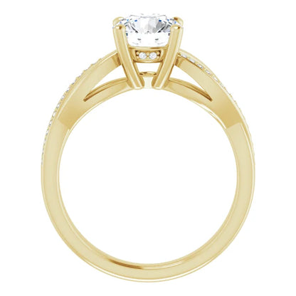 Round Brilliant Yellow Gold Claw Set Twist Style Engagement Ring 
