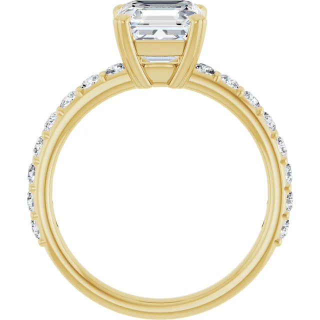 Asscher Yellow Gold Claw Set Style Engagement Ring