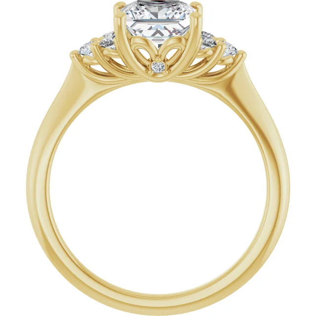 Princess Yellow Gold Antique Inspired Design Engagement Ring