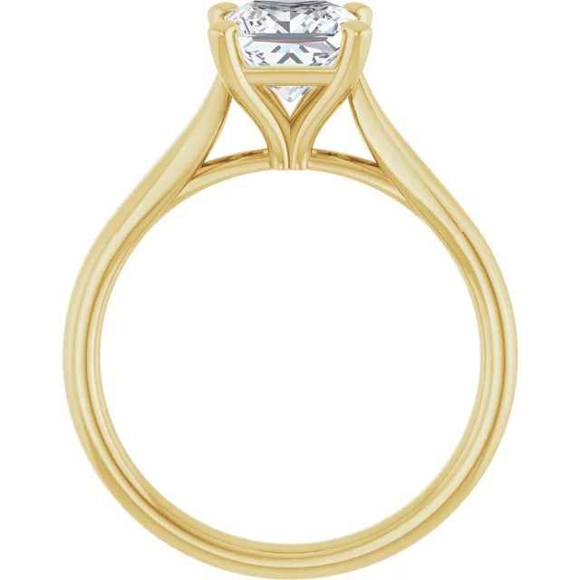 Four Claw Yellow Gold Princess Solitaire Engagement Ring
