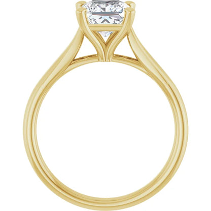 Four Claw Yellow Gold Princess Solitaire Engagement Ring