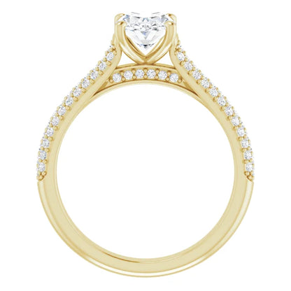 Oval Yellow Gold Pave Lab Diamond Engagement Ring 