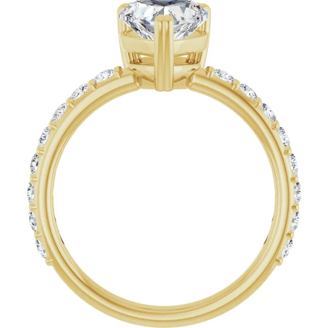 Heart Yellow Gold Claw Set Style Engagement Ring