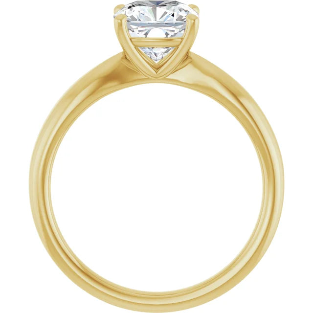 Cushion Yellow Gold Knife Edge Solitaire Engagement Ring