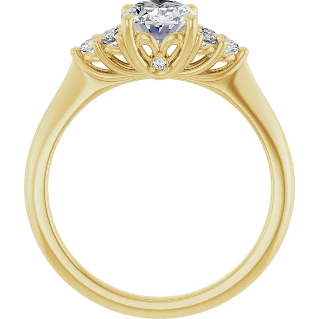 Oval Yellow Gold Antique Inspired Design Engagement Ring
