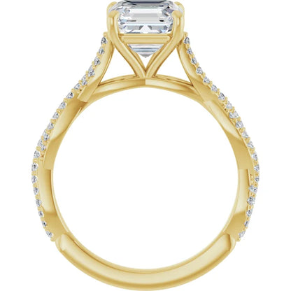 Asscher Yellow Gold Twist Style Engagement Ring