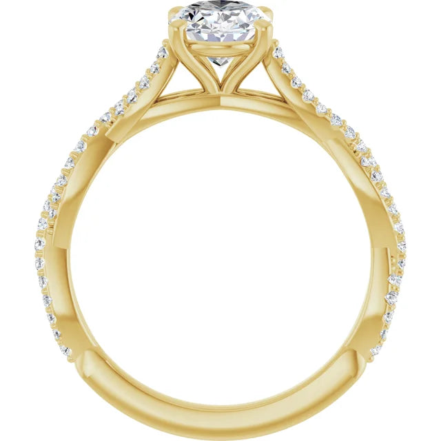 Oval Yellow Gold Twist Style Engagement Ring 