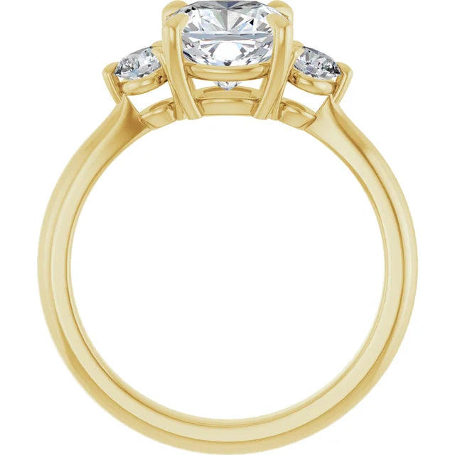 Cushion Yellow Gold Accent Engagement Ring