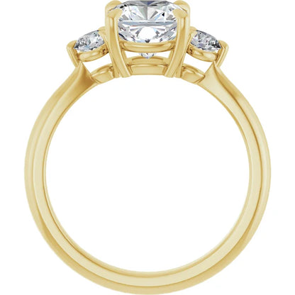 Cushion Yellow Gold Accent Engagement Ring