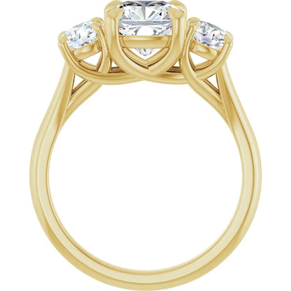 Cushion Yellow Gold Accent Engagement Ring