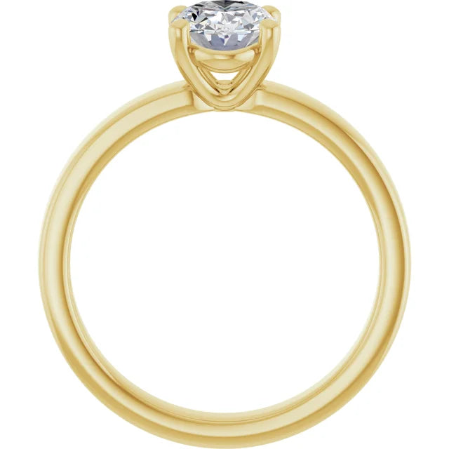 Oval Yellow Gold Wide Band Solitaire Engagement Ring