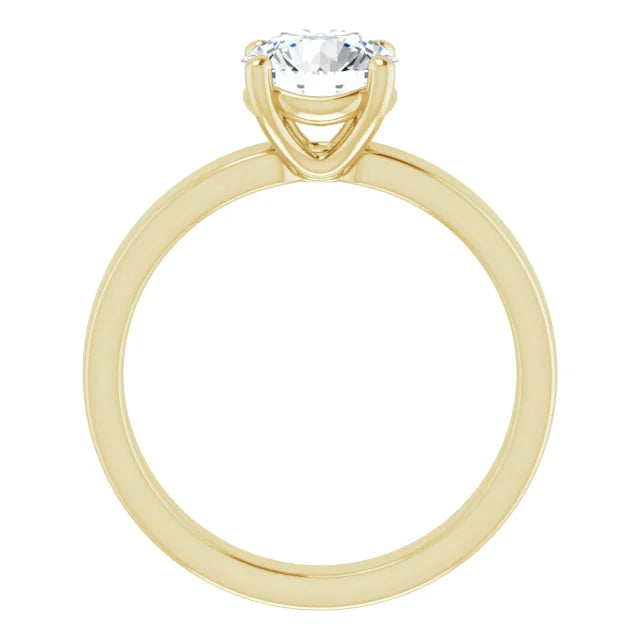 Round Brilliant Yellow Gold Wide Band Solitaire Engagement Ring