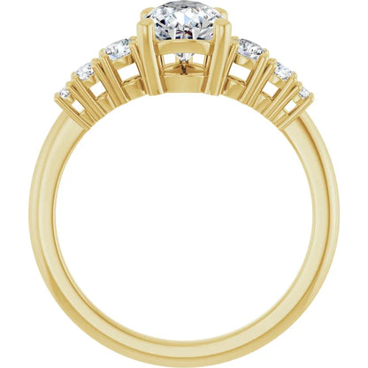 Pear Yellow Gold Multi Stone Accent Style Engagement Ring