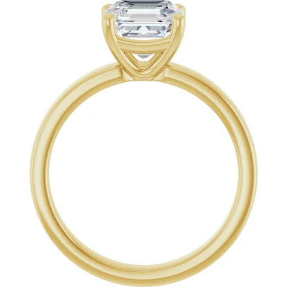 Asscher Yellow Gold Wide Band Solitaire Engagement Ring