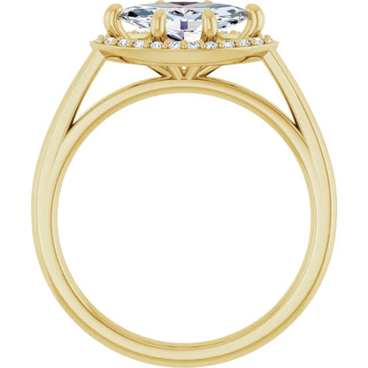 Marquise Yellow Gold East West Halo Style Engagement Ring