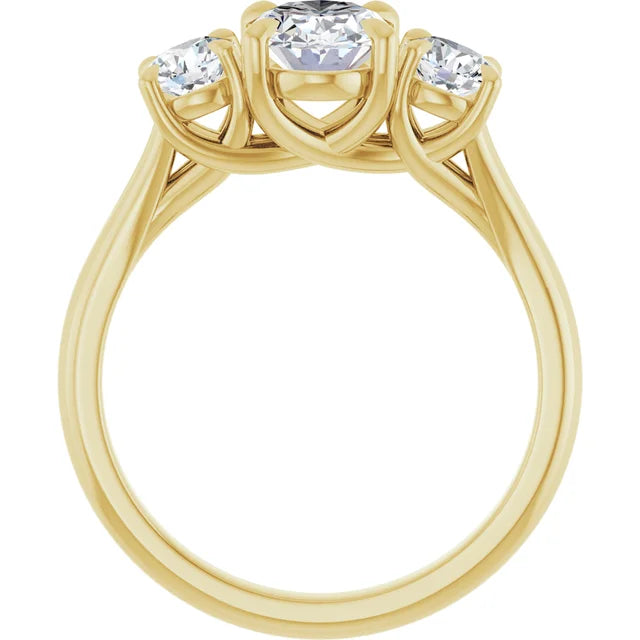 Oval Yellow Gold Accent Engagement Ring