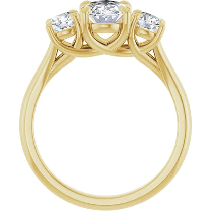 Oval Yellow Gold Accent Engagement Ring