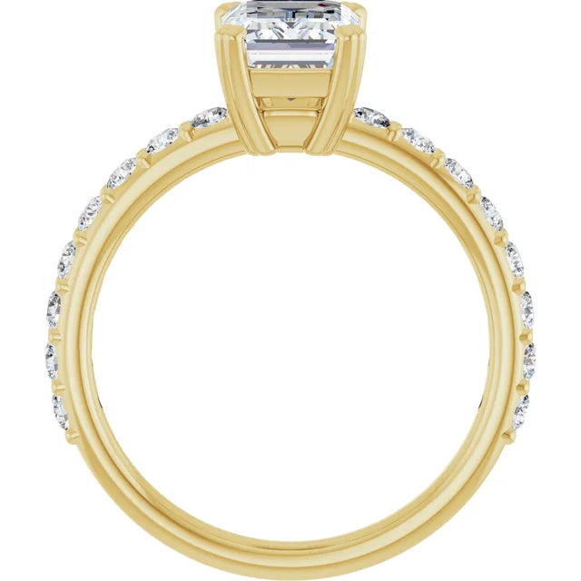 Emerald Yellow Gold Claw Set Style Engagement Ring 