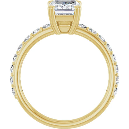 Emerald Yellow Gold Claw Set Style Engagement Ring 