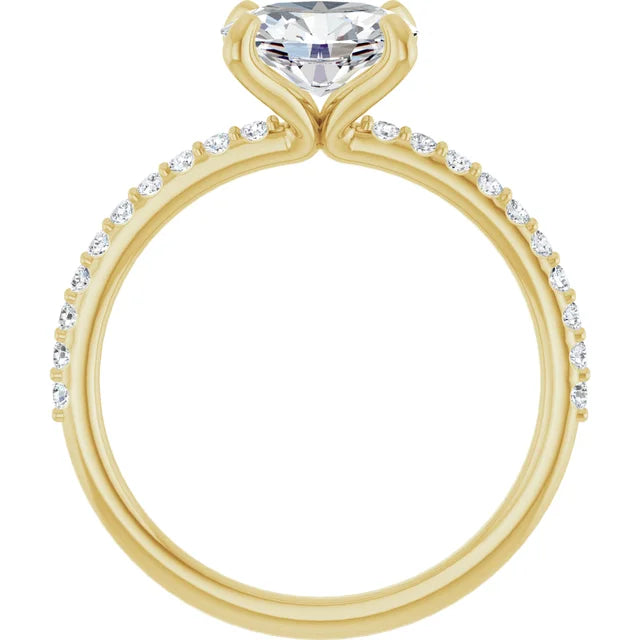 Oval Yellow Gold East West Style Engagement Ring