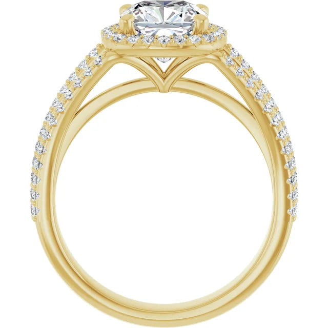 Cushion Yellow Gold Halo Style Engagement Ring
