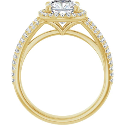 Cushion Yellow Gold Halo Style Engagement Ring