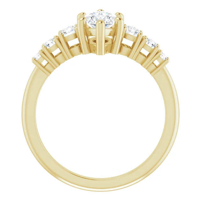 Marquise Yellow Gold Multi Stone Accent Style Engagement Ring