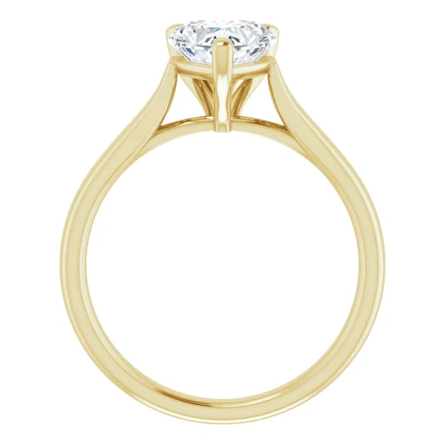 Three Claw Yellow Gold Heart Solitaire Engagement Ring